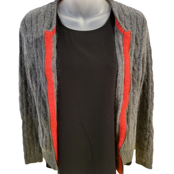 E.Bauer Angora Mix Zip-Up with Grey Cable Knit Design in S - Picture 3 of 7